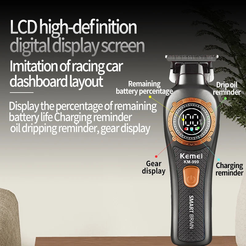 Máquina de Cortar Cabello Eléctrica KM999 con Pantalla Digital, Cortadora Inalámbrica
