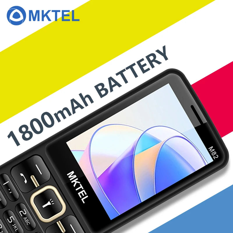 Teléfono con Teclado Grande MKTEL M82, Pantalla de 2.8 Pulgadas, Doble SIM, 1800 mAh, Bluetooth, MP3, Cámara, Mini Teléfono
