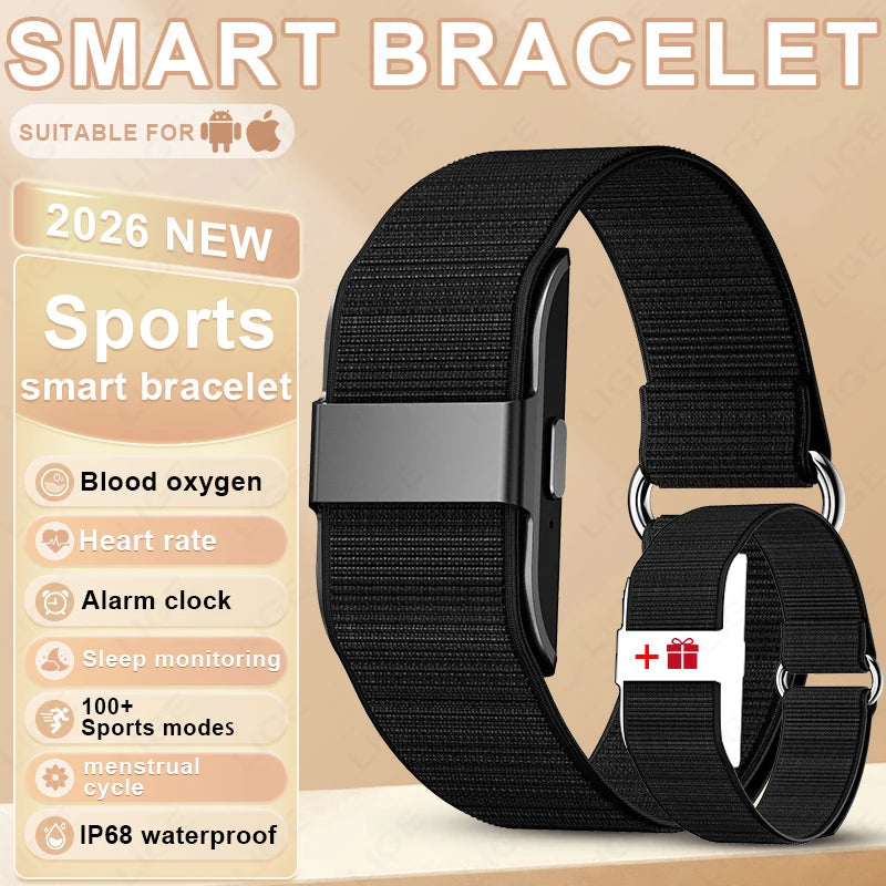 Pulsera inteligente LIGE 2026, monitor cardíaco y VFC, resistente al agua IP68