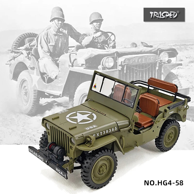 Jeep Willys RC 1/14 Militar con Cabrestante 4WD