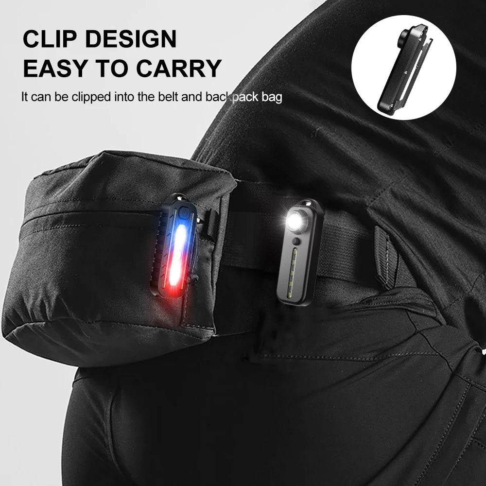 Mini Linterna LED USB Recargable para Bicicleta con Luz Trasera y Llavero