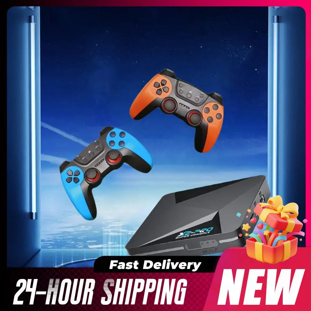(UE) nueva consola de juegos Retro X2 PRO 64/128/256GB 4K TV Box integrada más de 65000 juegos con 2 Gamepads controladores inalámbricos Arcade