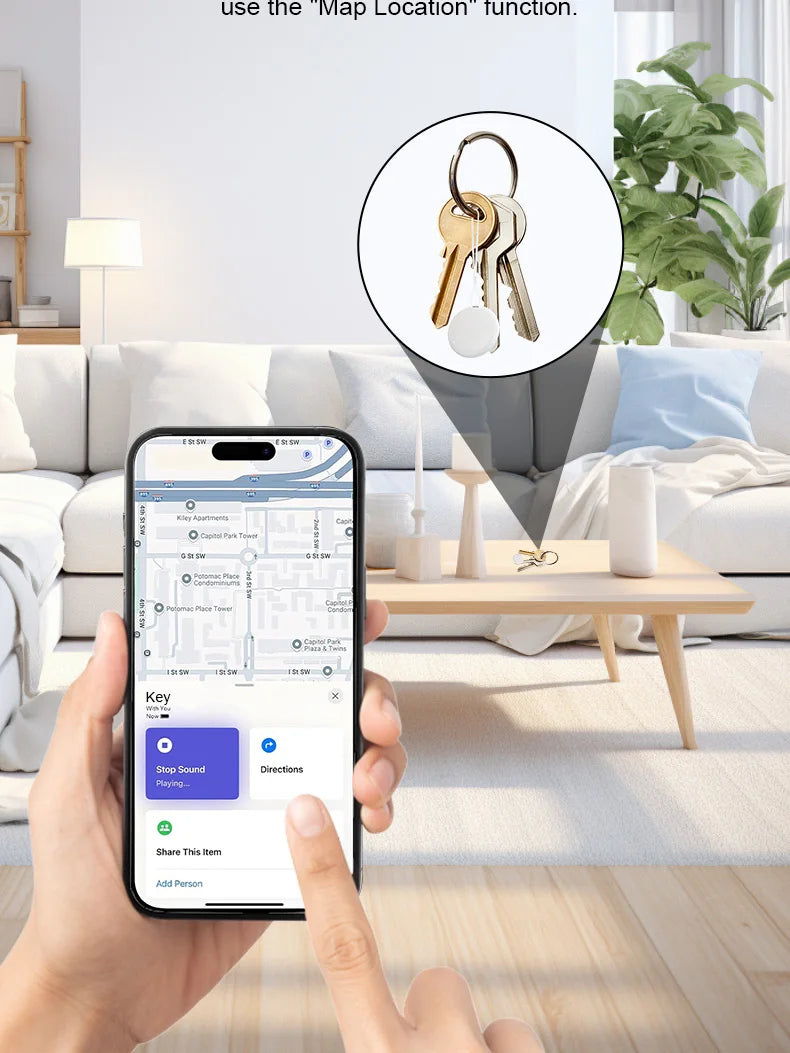 Mini Rastreador Inteligente Compatible con la Aplicación Apple Find My, Localizador Antipérdida para Mascotas, Perros, Gatos, Llaves, Carteras, Equipaje, Teléfonos, Niños, Ancianos