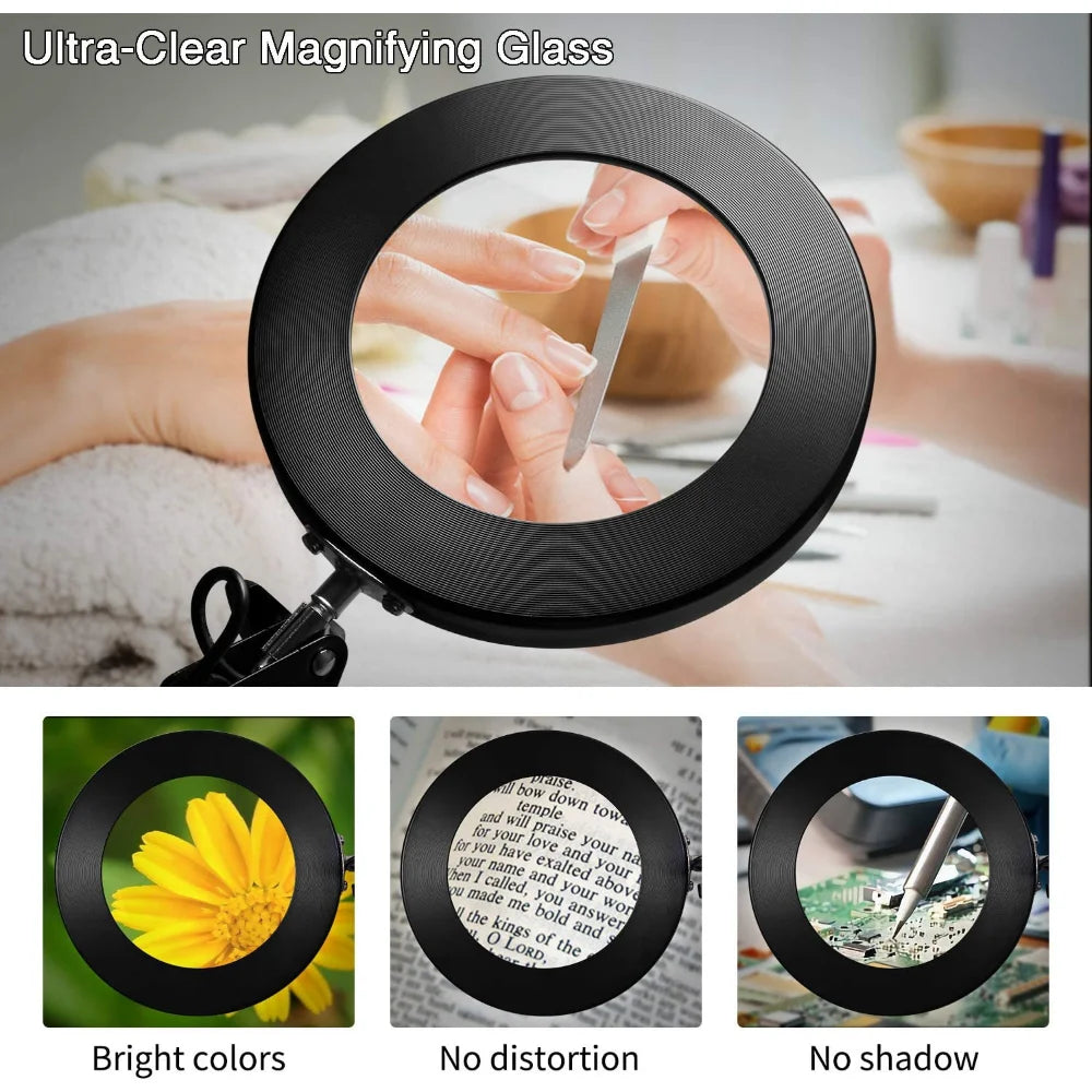 Lupa Iluminada de 72 LED 8X/10X NUEVA con USB, 3 Colores de Luz LED, para Soldadura, Reparación, Lámpara de Mesa, Cuidado de la Piel y Belleza