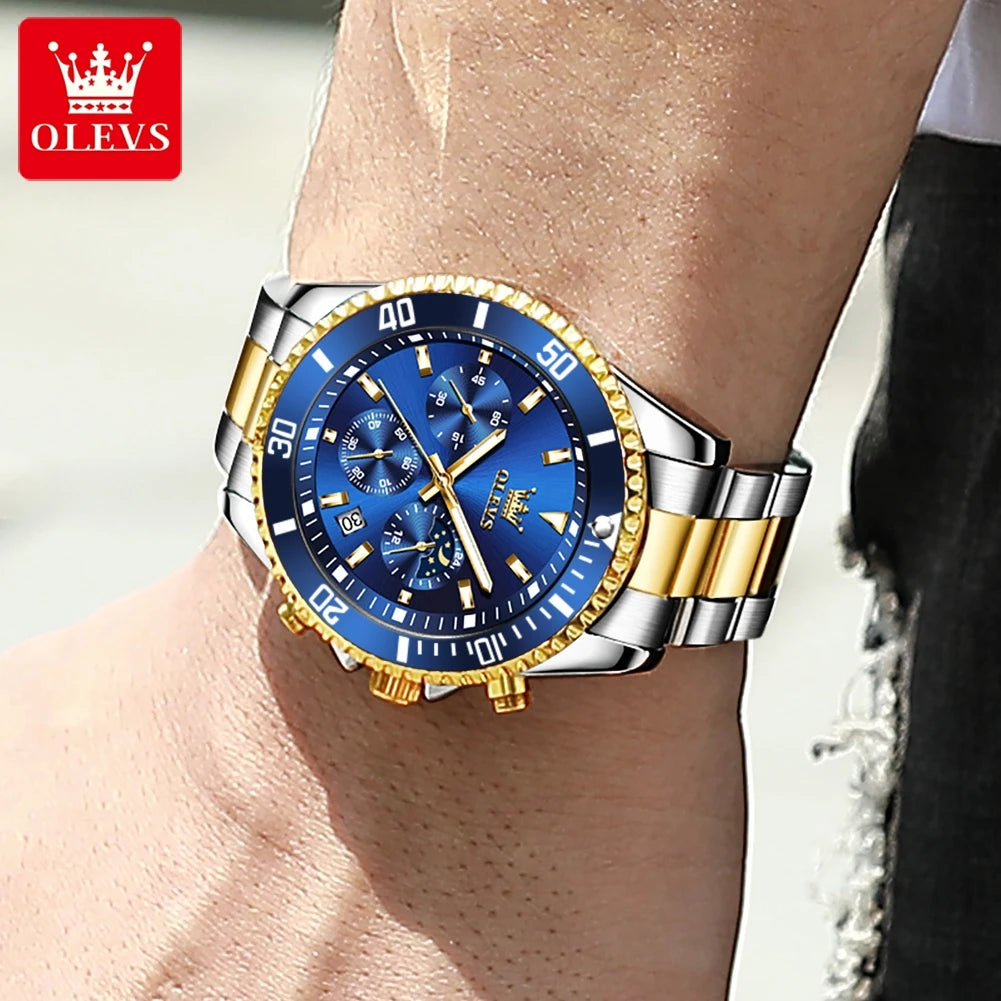 Reloj de Cuarzo OLEVS 2870 Cronógrafo con Fase Lunar para Hombre