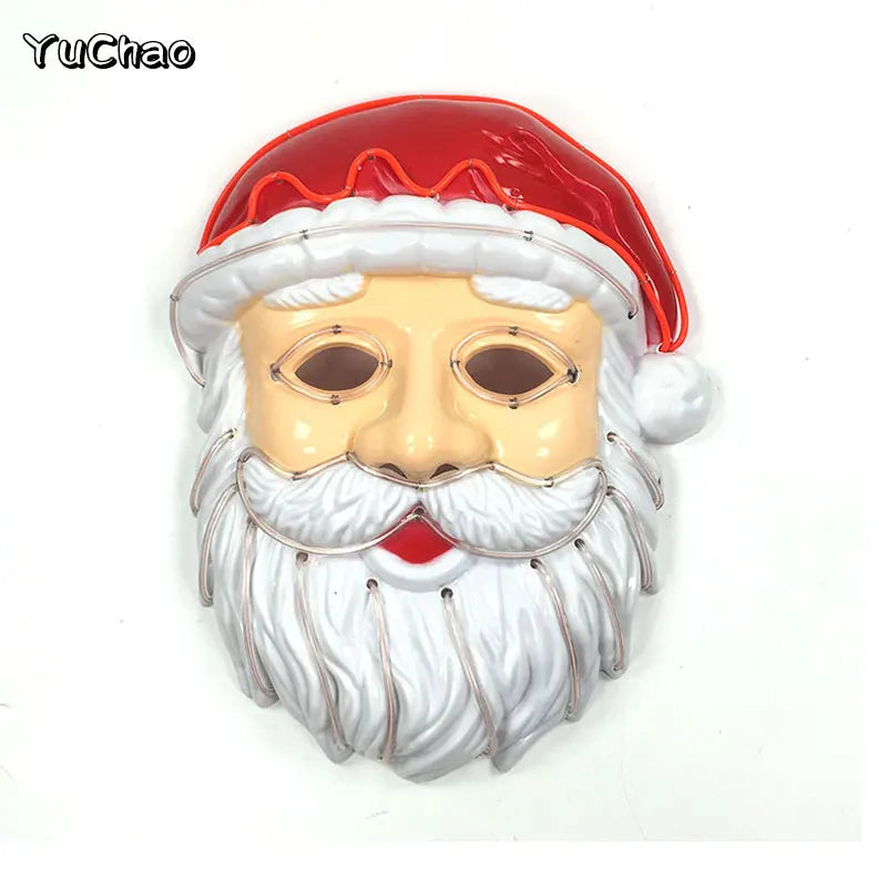 Máscara de fiesta de Navidad, mascarada de Navidad, Cosplay, Papá Noel, máscara LED, accesorios divertidos para disfraz de fiesta, regalo de Navidad, juguete para niños