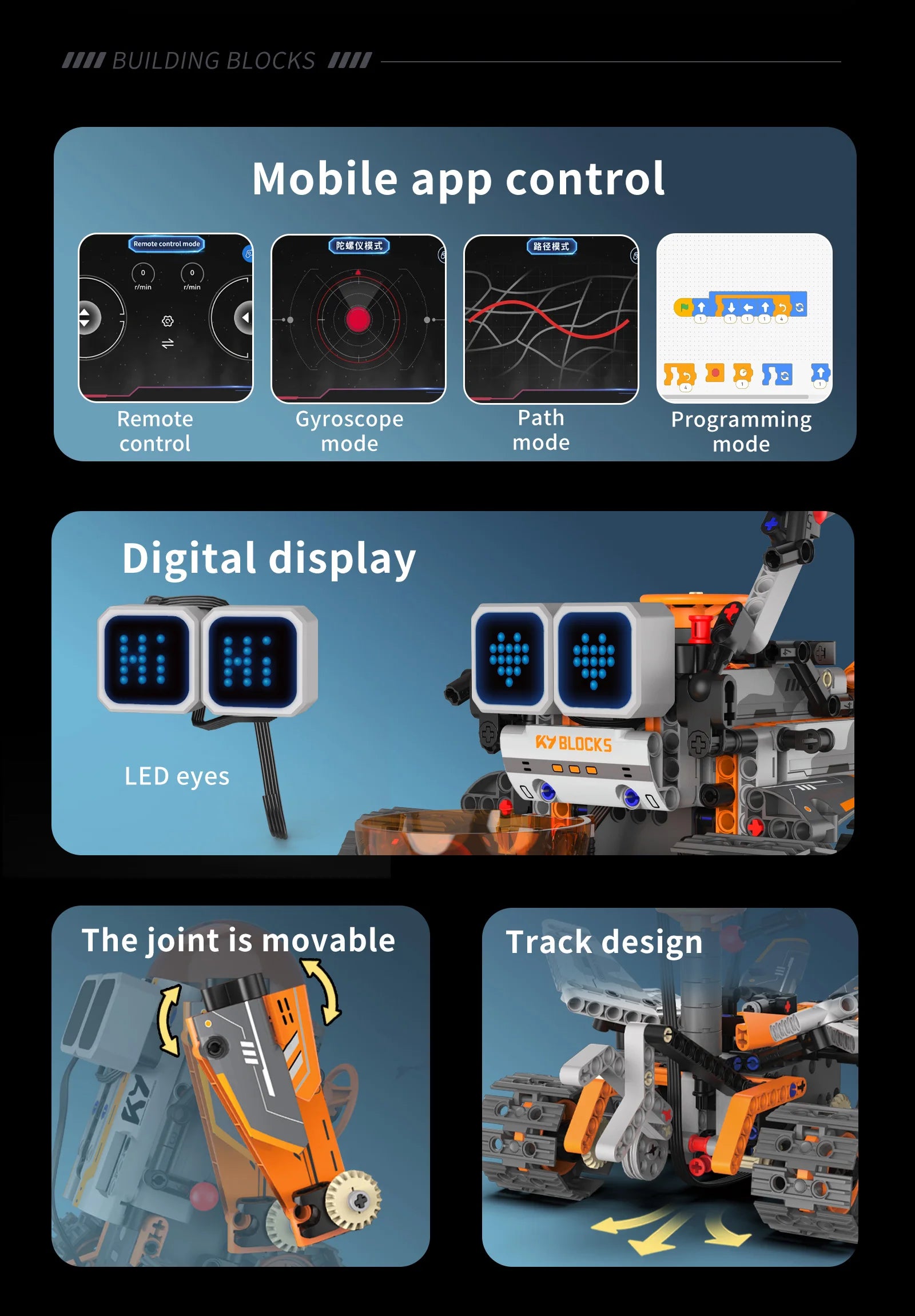 Kit de construcción de robot espacial 5 en 1 con pantalla LED, control remoto de programación Bluetooth: juguete STEM, el regalo de Navidad perfecto