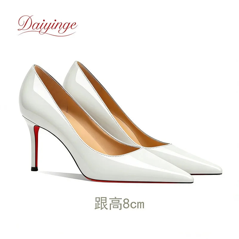 Zapatos de Tacon de Aguja con Suela Roja para Mujer, Punta Fina