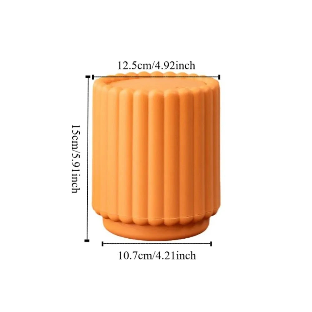 Cubo de basura de escritorio con tapa abierta, cubo de basura con forma de girasol de gran apertura, cubo de almacenamiento de plástico antideslizante para oficina