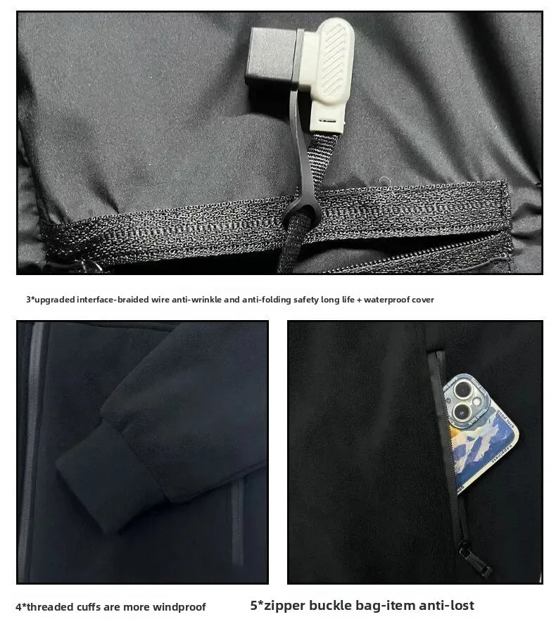 Chaqueta Polar con Calefacción Eléctrica Inteligente 8 Zonas para Hombre
