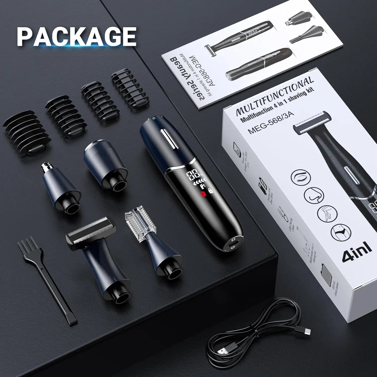 Afeitadora eléctrica 4 en 1 para mujeres y hombres, afeitadora corporal, recortadora de pelo recargable, maquinilla de afeitar para cara, cejas, nariz, dedos, brazo