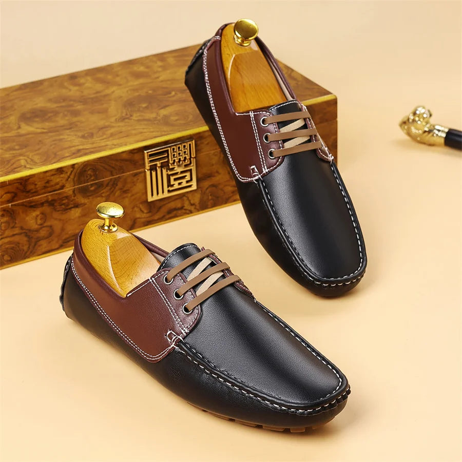 Zapatos Casuales de Piel Sintética Hechos a Mano para Hombre, Antideslizantes, Mocasines Cómodos para Conducir, Zapatos de Vestir para Oficina