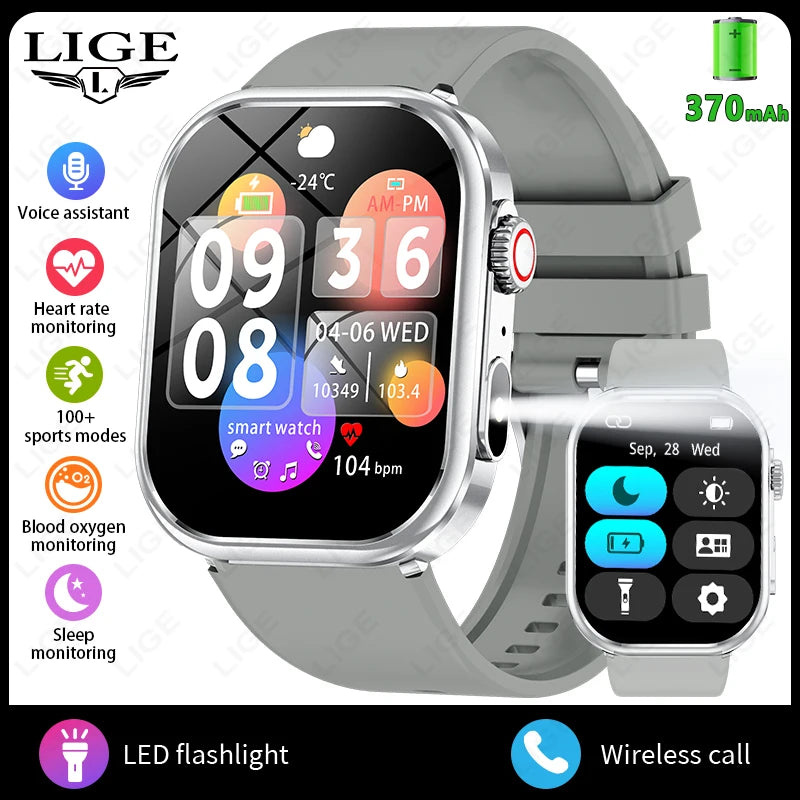 Smartwatch LIGE para mujer y hombre, pantalla 2,01", IP68, llamadas Bluetooth