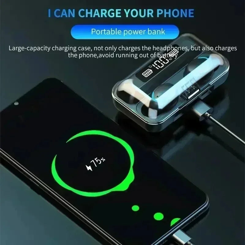 Auriculares Bluetooth multifuncionales F9, manos libres, táctiles, resistentes al agua, estéreo 9D, auriculares deportivos para todos los teléfonos inteligentes