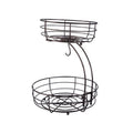 LMETJMA-cesta de frutas para encimera de 2 niveles, cuenco con colgador de plátano, soporte de frutas de alambre de Metal para cocina, organizador de almacenamiento JT312