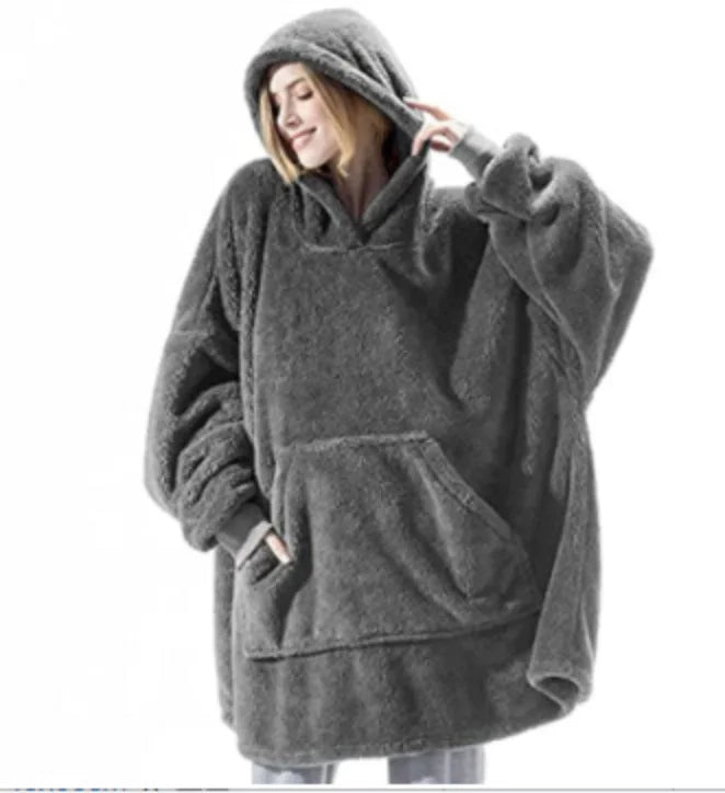 Sudadera polar con capucha para mujer, holgada talla única