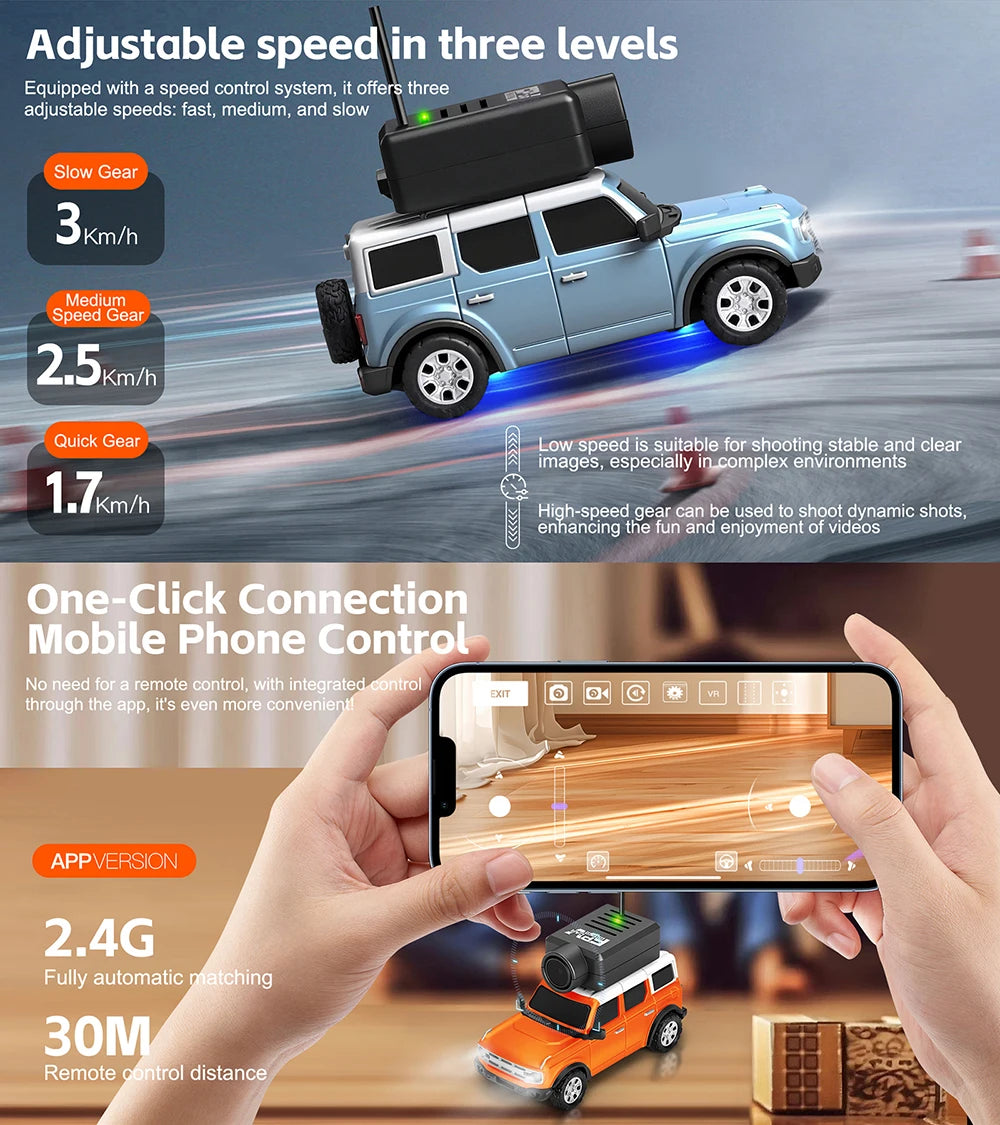 Mini Auto RC WLtoys 1:64 con Cámara HD 720P 2.4G
