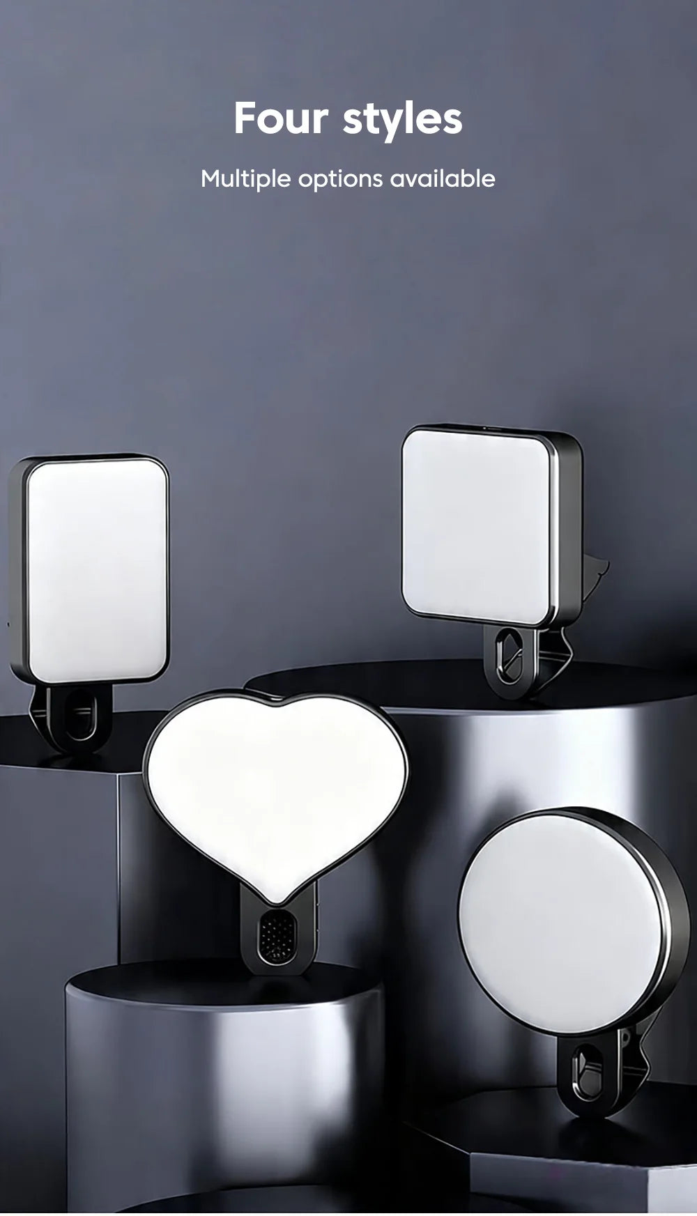 Mini Lámpara LED Portátil con Clip para Selfies, Recargable, 3 Modos, Brillo Ajustable, Apta para Teléfonos Móviles y Computadoras