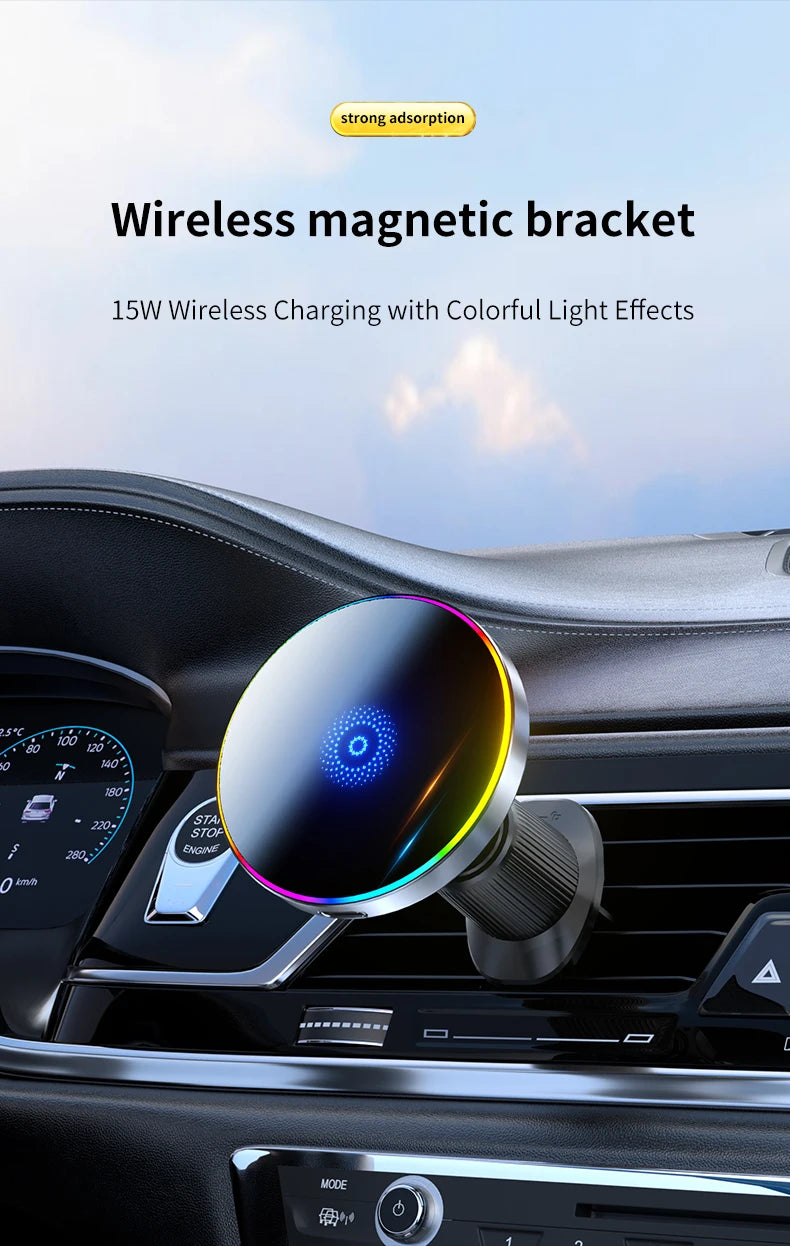Soporte Magnético para Celular con Cargador Inalámbrico Auto