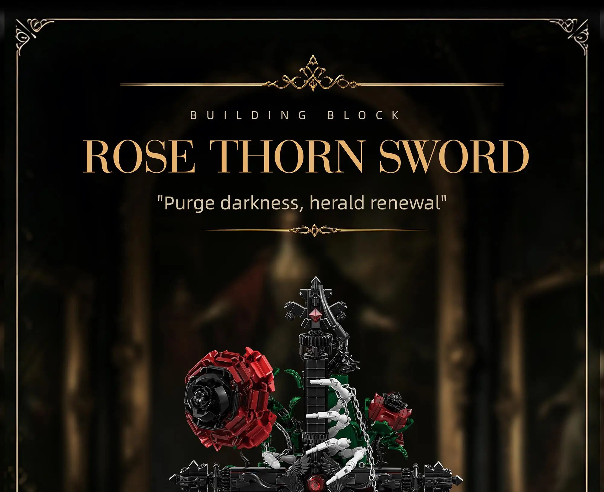 Bloques de Construcción K70007, Espada Rosa, Adorno Creativo para Escritorio, Serie Gótica Oscura, Juguetes de Ensamblaje, Regalo de Cumpleaños para Adultos