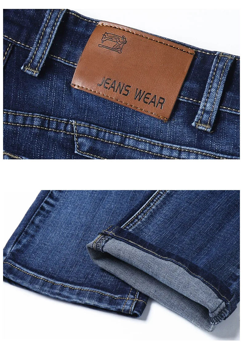 Pantalones Vaqueros Coreanos para Hombre, Elásticos, Ajuste Regular