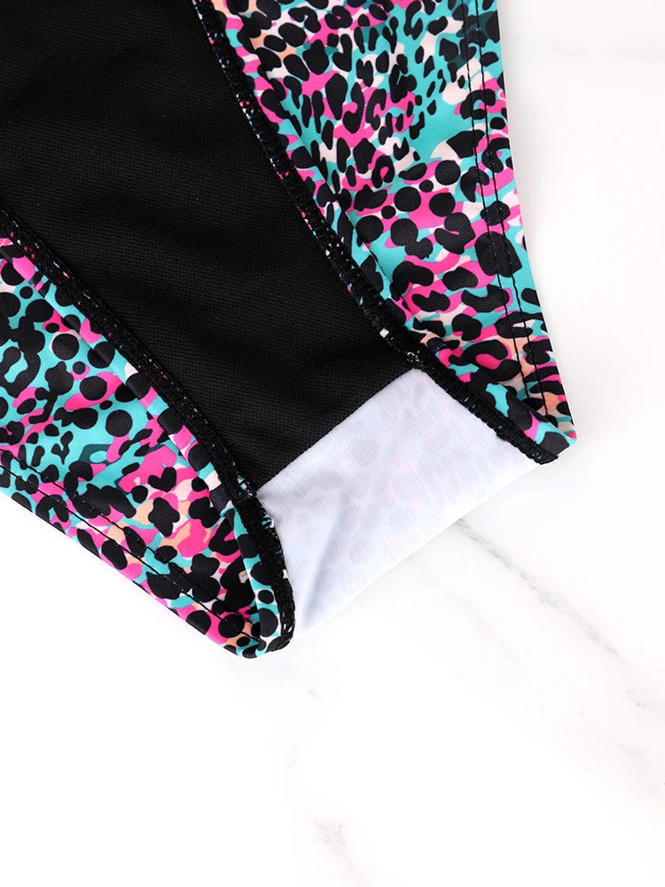 Conjunto de Bikini dividido de dos piezas para mujer, traje de baño de verano con tiras y cordones, estampado de lunares coloridos, traje de baño para vacaciones en la playa