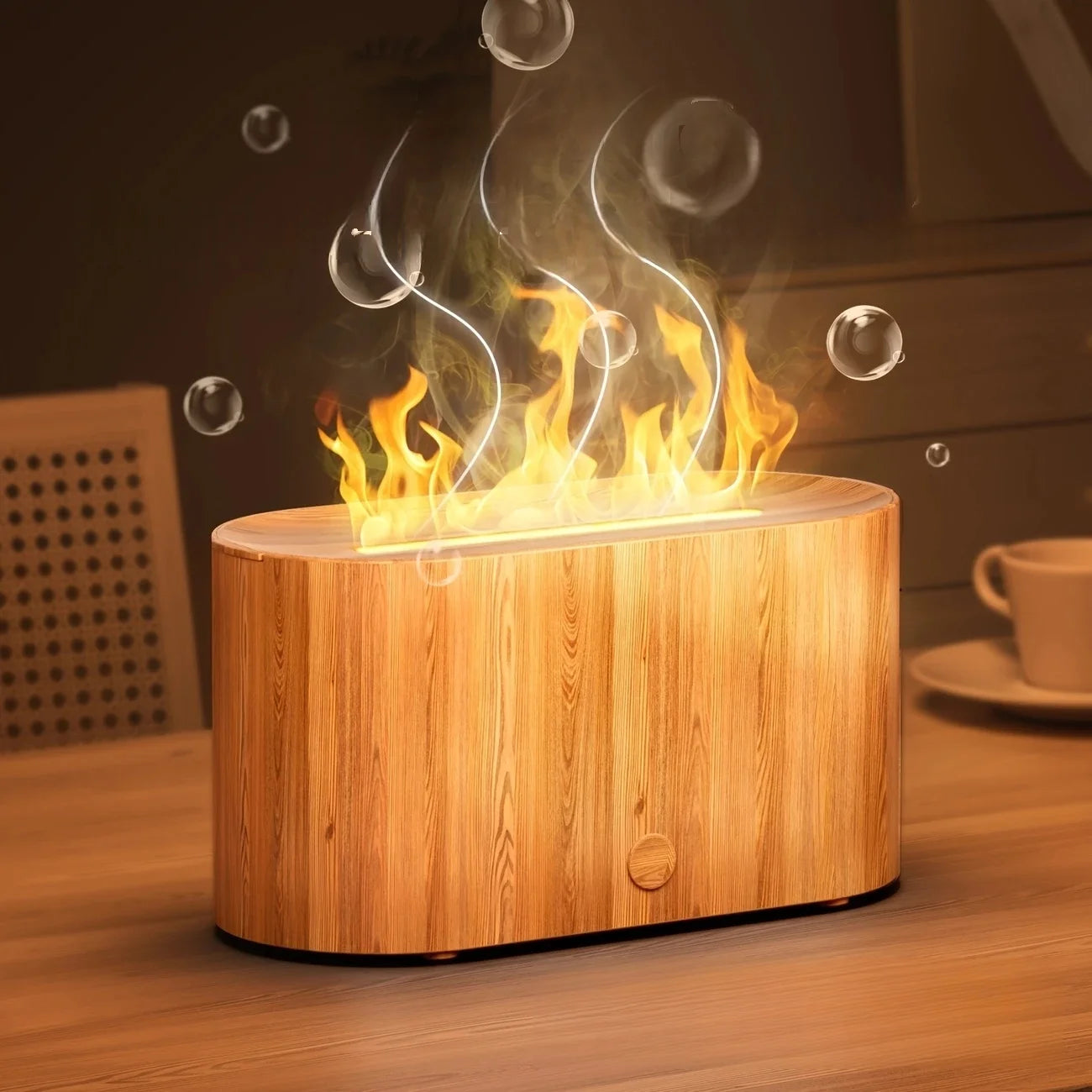 Máquina de aromaterapia con llama, lámpara colorida, Mini humidificador ultrasónico de aromaterapia silencioso de escritorio para el hogar, adecuado para dormitorio