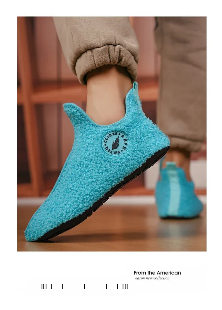 YRZL, zapatos de algodón de invierno para hombre, zapatillas ligeras sin cordones de alta calidad, mocasines de algodón de felpa para interiores, zapatos cálidos Unisex