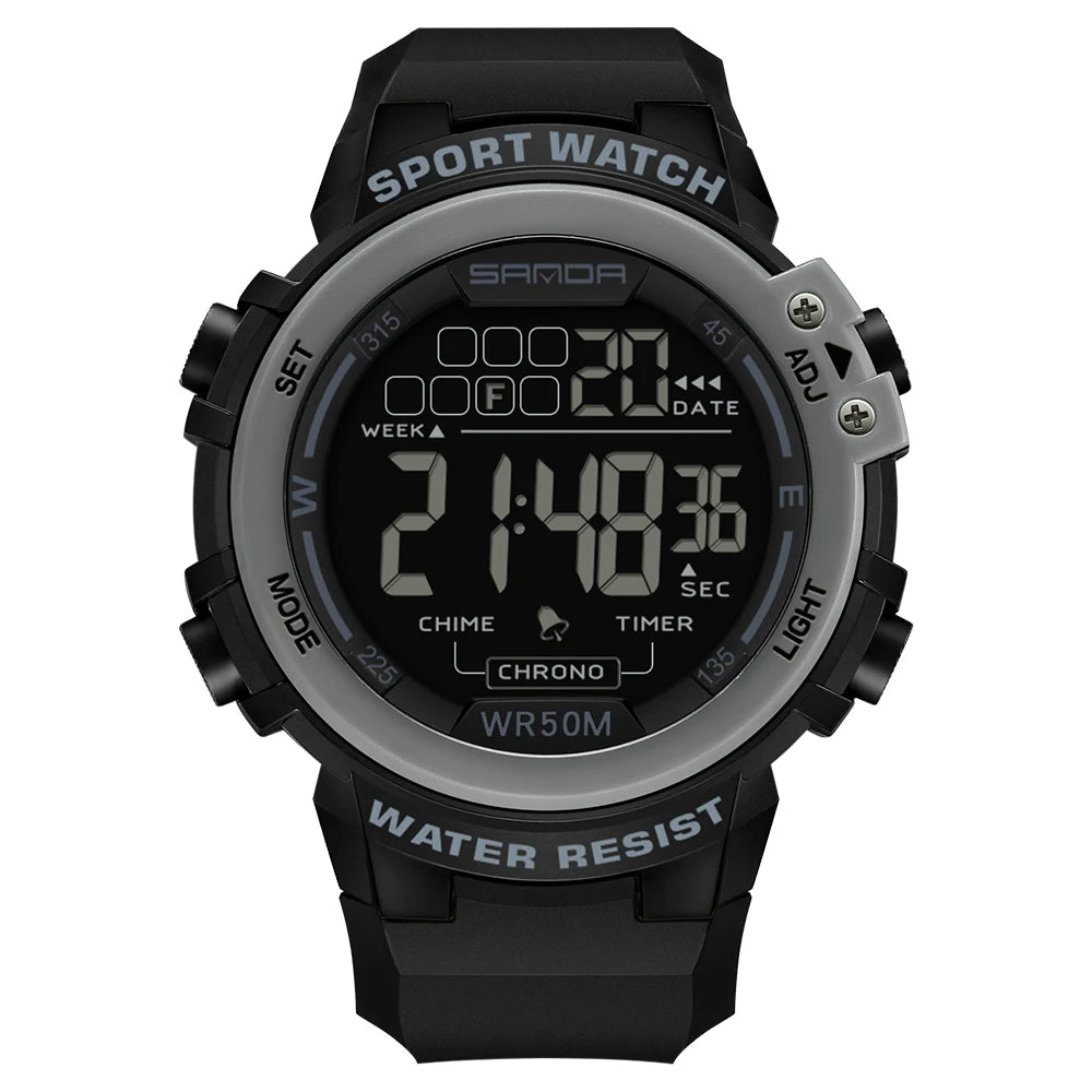 Reloj Digital SANDA 2140 Chrono para Hombre, 5 Bar Multifunción Deportivo