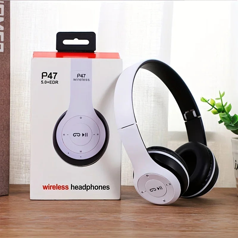 Auriculares Estéreo P47, Auriculares Bluetooth 5.0 Plegables, Auriculares Inalámbricos Deportivos para Exteriores para iPhone, Samsung, PC, Accesorios para Juegos