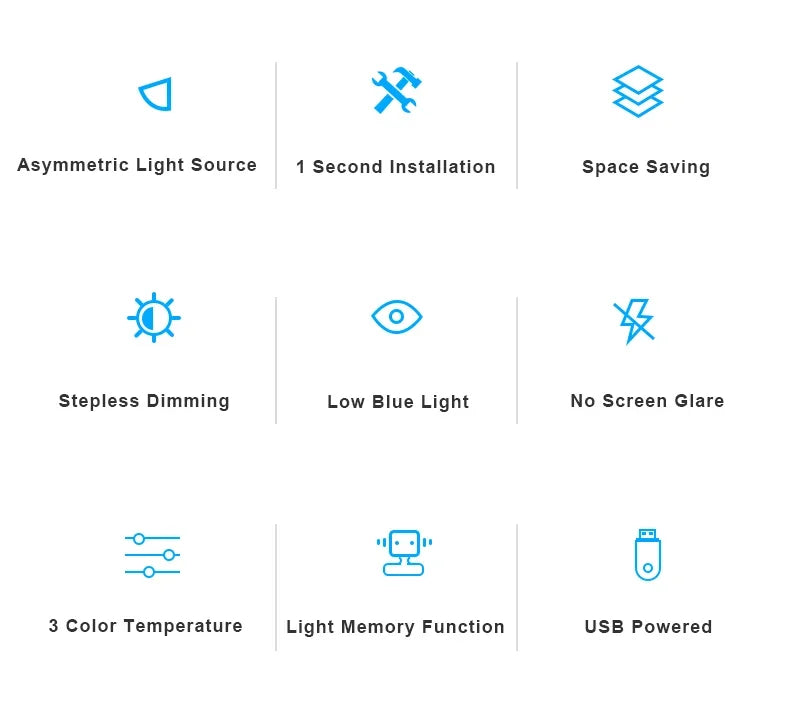 Barra de luz para Monitor de ordenador de 50cm, luces colgantes para pantalla, atenuación continua, lámpara de escritorio USB para estudio, luz de lectura, lámpara para Monitor de mesa