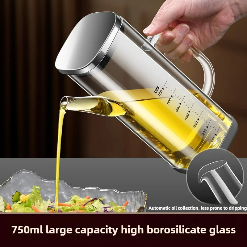 Botella de aceite de vidrio de alto borosilicato, botella de aceite esencial sin goteo para cocina, para vinagre, salsa de soja y aceite de cocina
