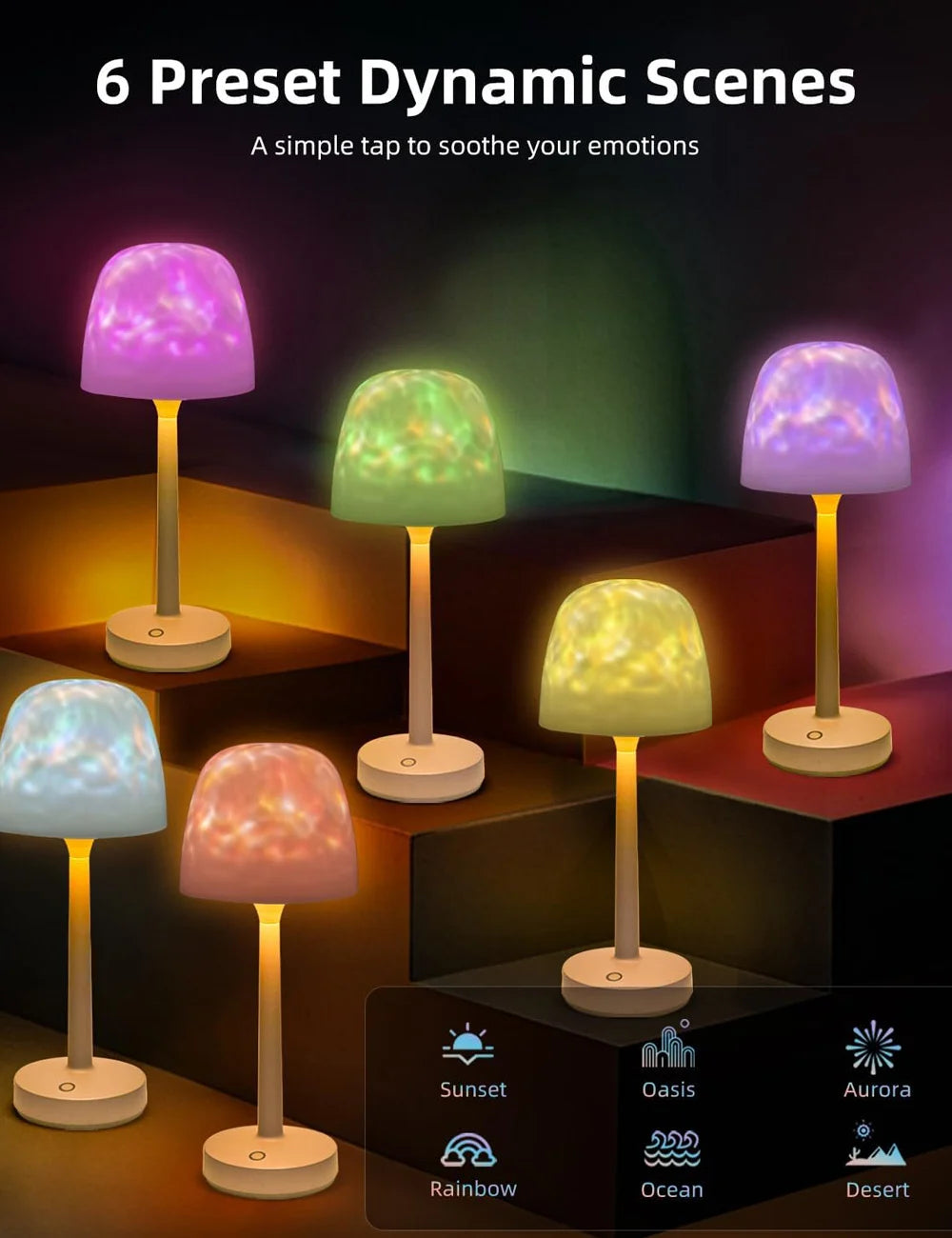 Lámpara de proyección Lámpara de mesa ondulada de agua de pie alto Proyector LED Aurora con control remoto Regalo romántico e interesante para interiores