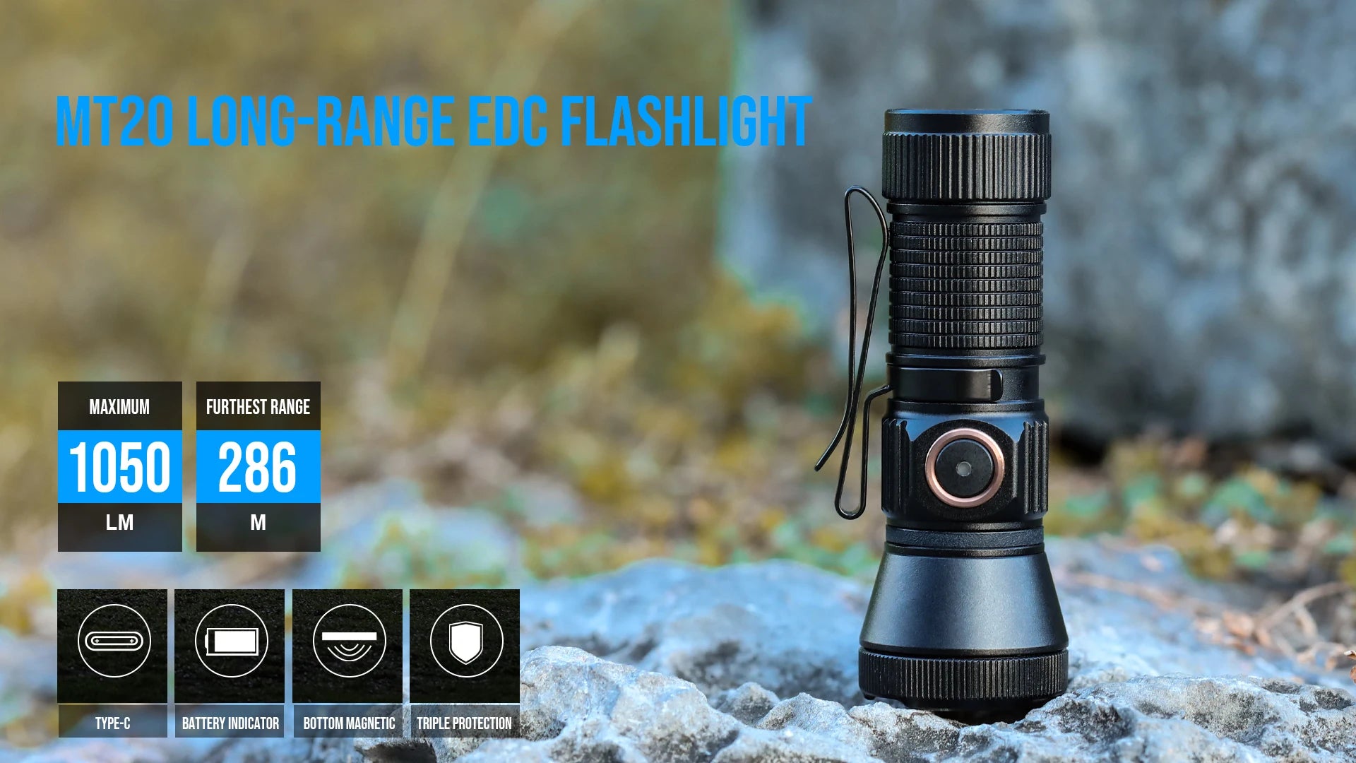 Linterna EDC Trustfire MT20 Recargable USB-C 1050 Lúmenes