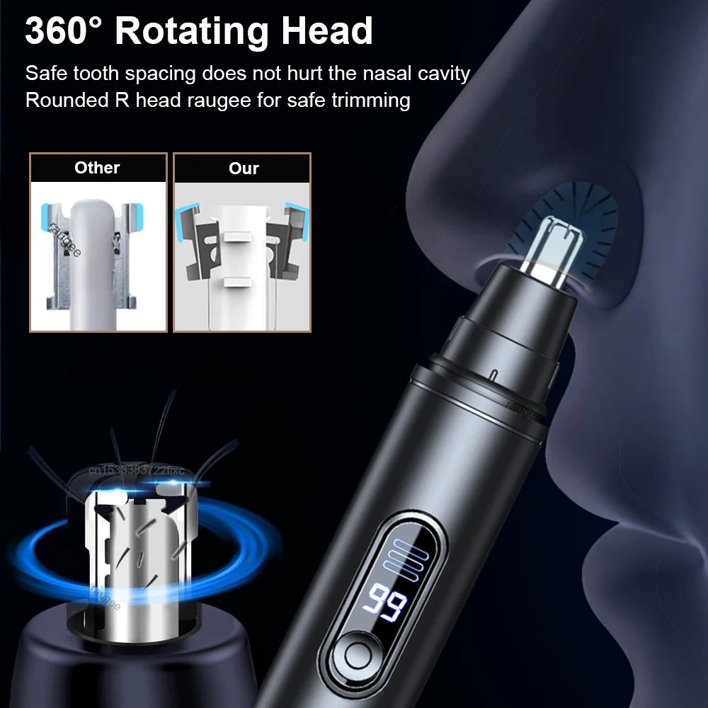 Recortador eléctrico de vello nasal recargable para nariz, cejas y orejas