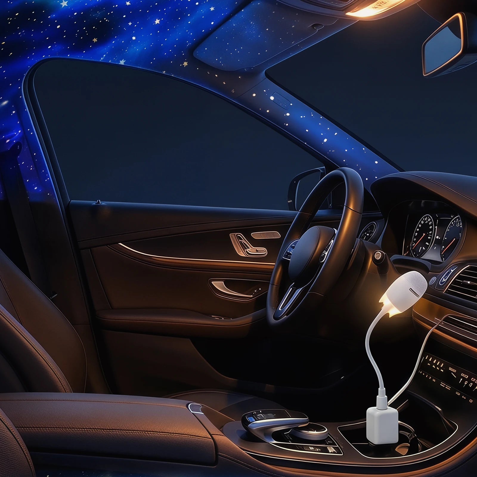 Luz Ambiental USB Portátil 360 °   Proyector de Atmósfera Ajustable, Lámpara de Proyección de Estrellas con Intensidad Regulable para Dormitorio y Mesita de Noche