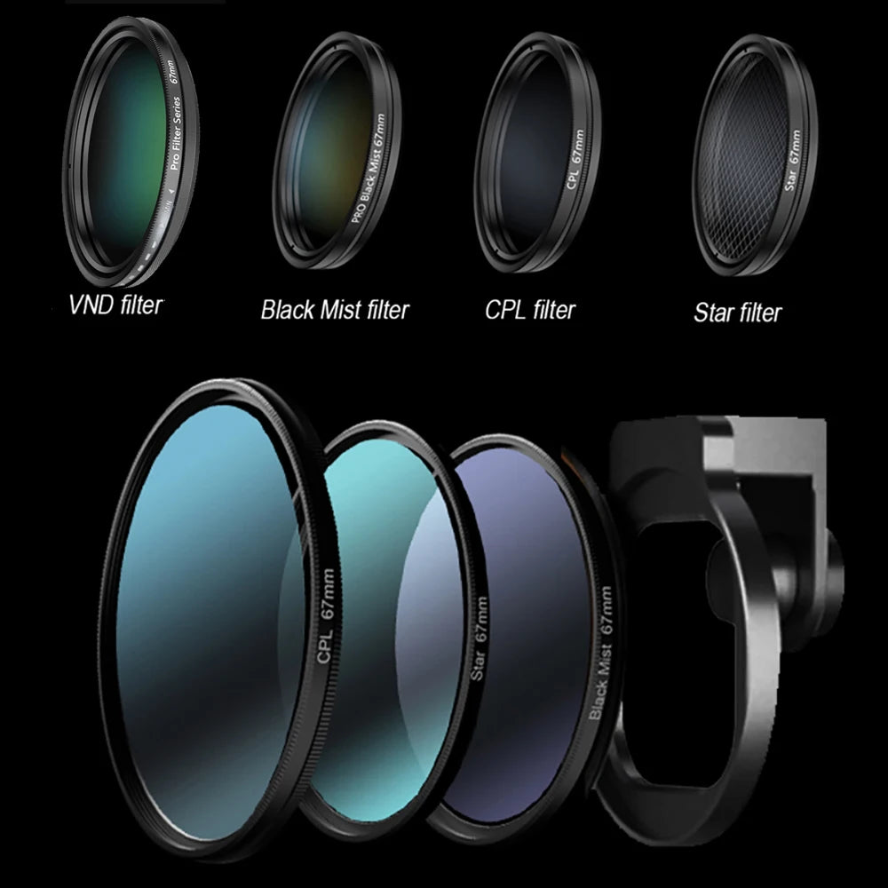 Kit Filtros de Fotografía 67mm con Clip para Smartphone
