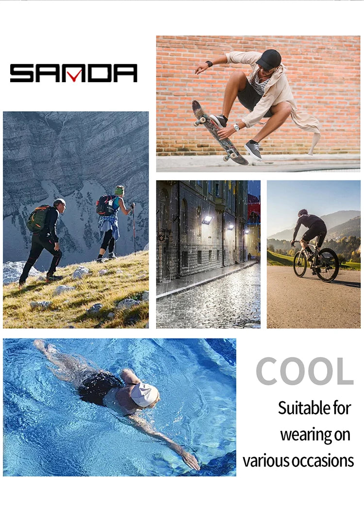 Reloj Digital Deportivo SANDA 6268 para Hombre Impermeable Multifunción