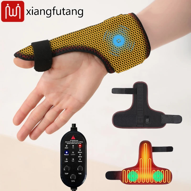 Soporte Eléctrico Térmico para Pulgar y Muñeca con Masaje, Almohadilla Calefactora para Dedos, Estabilizador de Pulgar para Alivio del Túnel Carpiano, Masajeador de Dedos