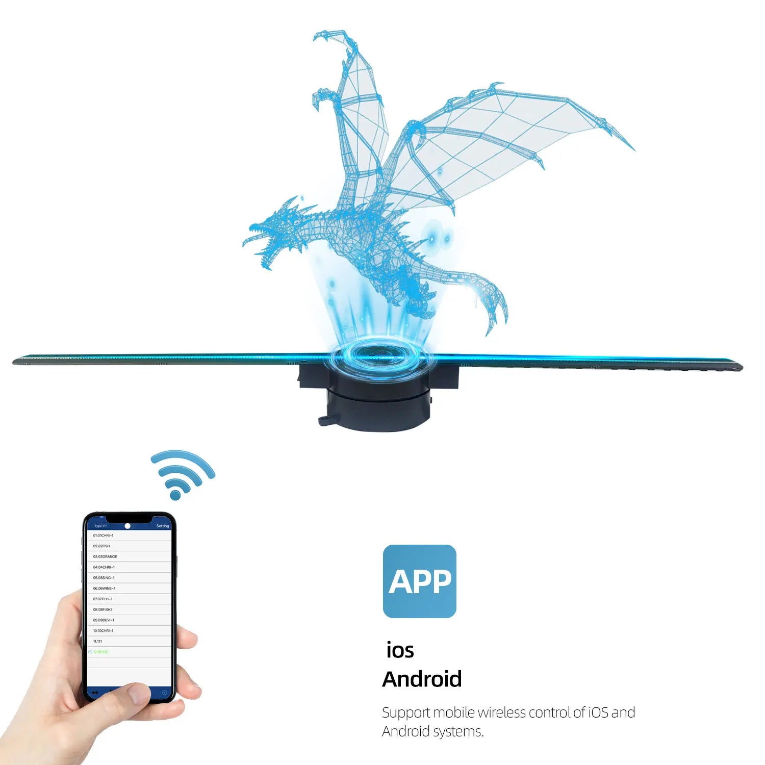 Ventilador Holográfico 3D WiFi 42CM Pantalla Publicitaria