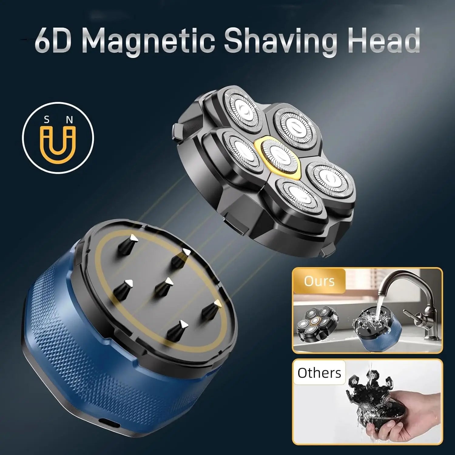 Cuchilla de Repuesto para Afeitadora FK-8750, Cabezal de Afeitado Magnético 6D, Cuchilla de Acero Inoxidable Impermeable para Afeitadoras