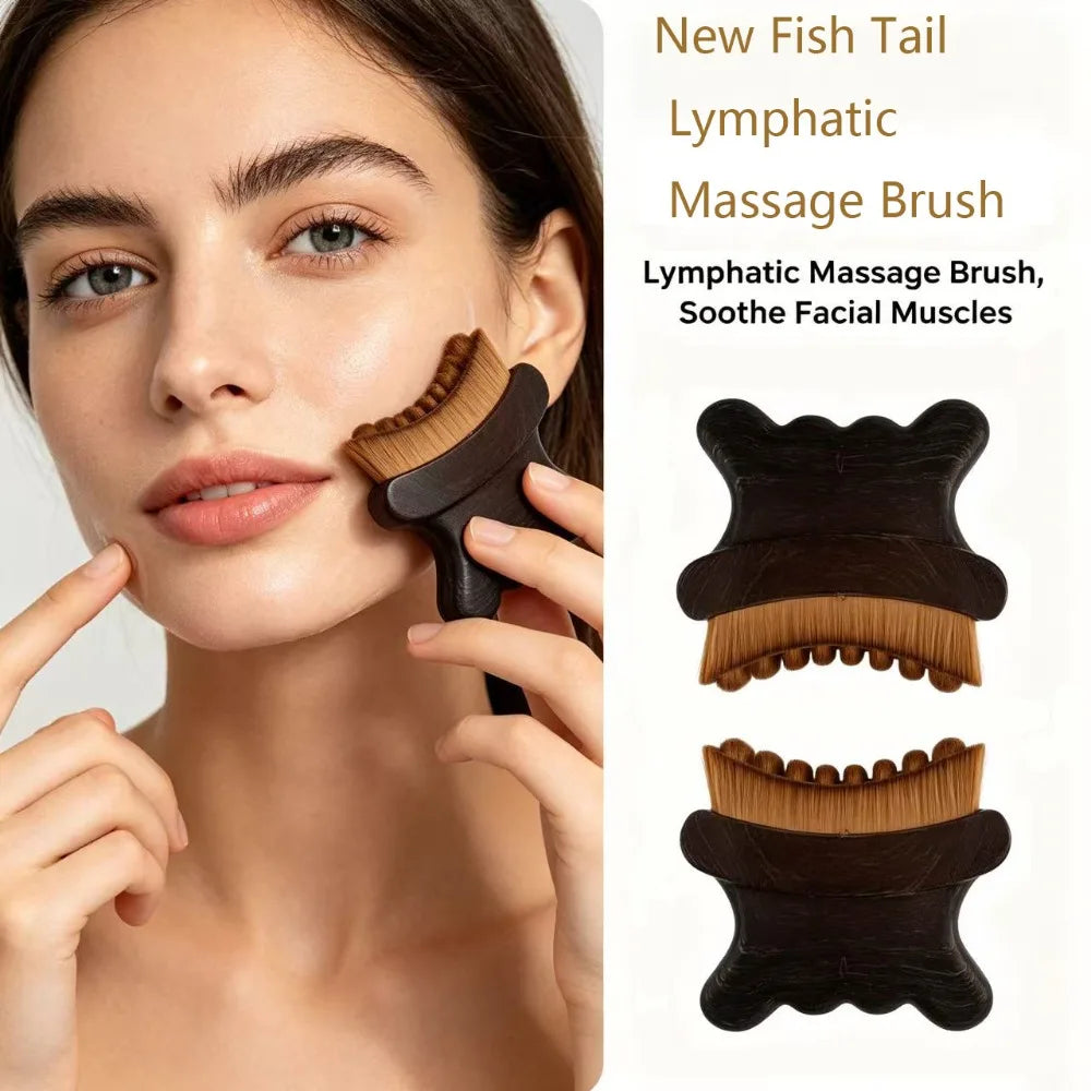 Cepillo Facial para Contorno Linfático, Herramienta Antihinchazón, Masajeador Suave para la Línea de la Mandíbula, Drenaje Linfático, Diseño Ergonómico