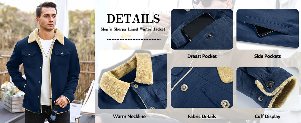 Parka de Invierno para Hombre con Forro Polar y Bolsillos