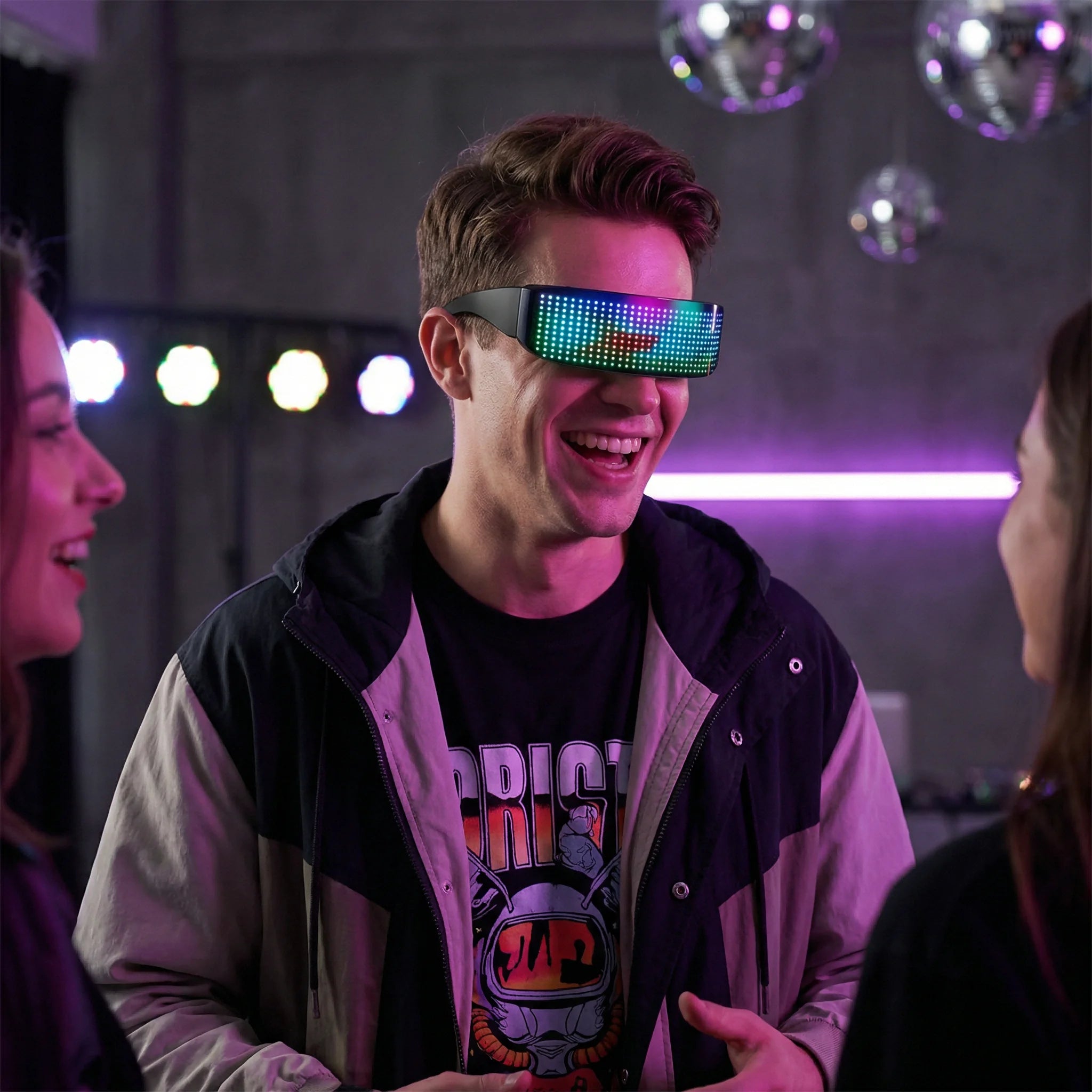 Gafas LED con Control por Aplicación, Lentes Futuristas Luminosas para Fiestas, Bares, Festivales y Espectáculos