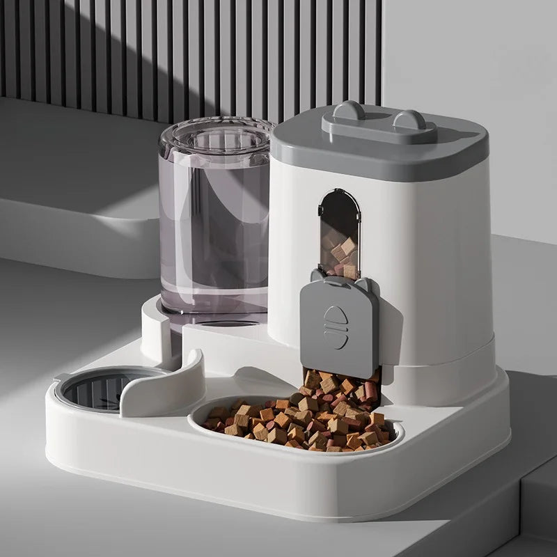 Cuenco para gatos, comedero automático con diseño a prueba de derrames con fuente de agua, dispensador de comida para mascotas para gatos pequeños, medianos y grandes