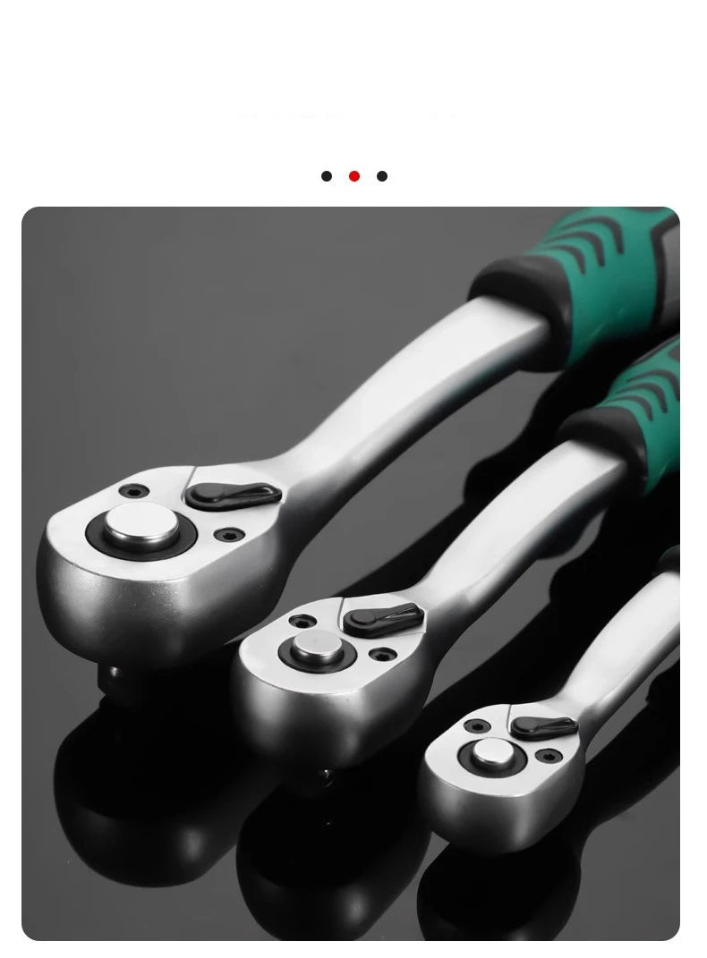 Llave de trinquete rápida de 24/72 dientes, 1/2 1/4 3/8, 3 tamaños, llaves voladoras, llave de tubo bidireccional, herramientas de reparación para vehículo y bicicleta