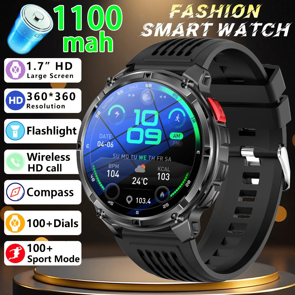 Reloj Inteligente HT33 con Linterna LED, Batería 1100mAh y Llamadas Bluetooth