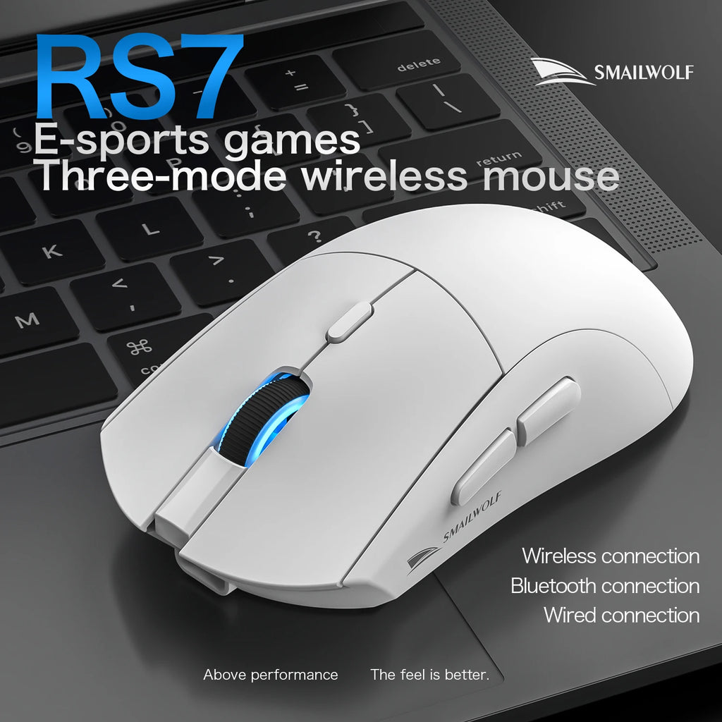 SMAILWOLF RS7 Bluetooth ratón inalámbrico para juegos PAW3311 controlador macro ordenador portátil ordenador de escritorio juego de oficina 20000dpi