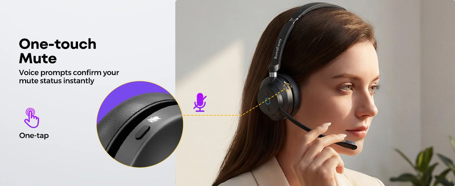 Rownfusny Auriculares Bluetooth Dongle USB Call Center