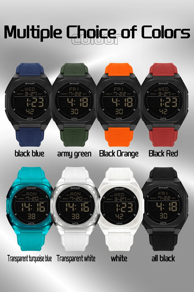 Reloj Digital SANDA 6272 para Estudiantes, Luminoso y Resistente al Agua